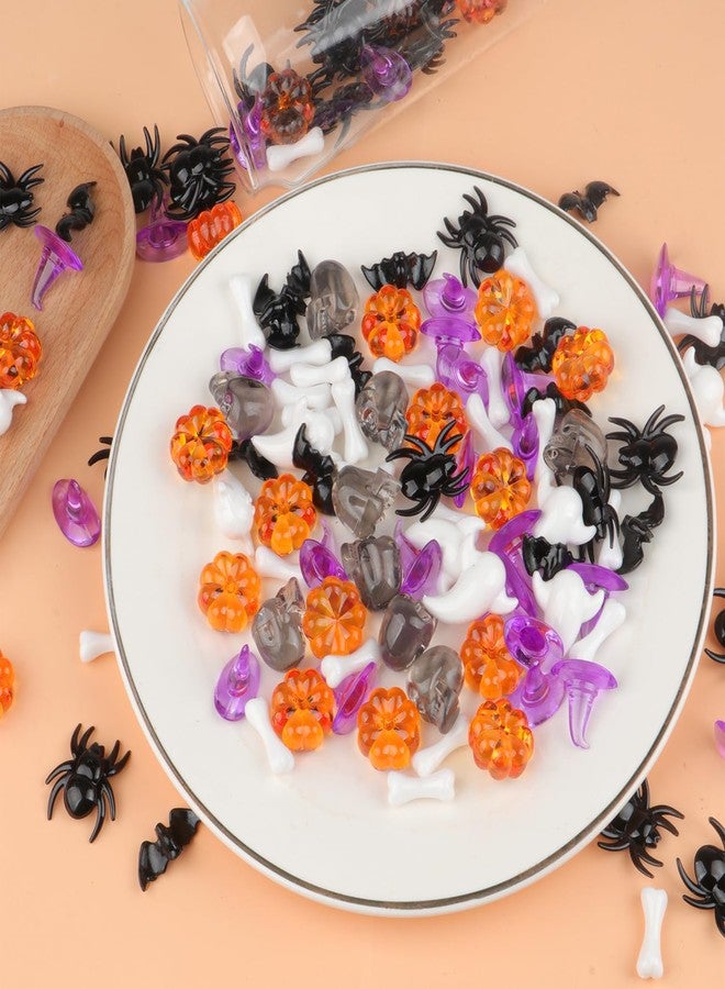 Jangostor 160 PCS Halloween Acrylic Spider Mini Pumpkins Bat Ghost Skull Hat Acrylic Sensory, Halloween Vase Filler Gems for DIY Crafts, Home, Halloween Table Decoration - Image 5